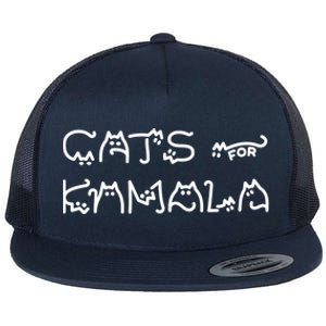 Funny Kamala Cat Typography Great Gift Flat Bill Trucker Hat