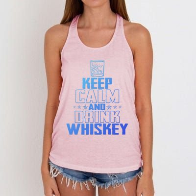 Funny Keep Calm And Whiskey Quote Whiskey Lover Adults Gift Women's Knotted Racerback Tank