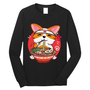 Funny Kawaii Corgi Ramen Cute Japanese Manga Anime Gift Dog Lovers Long Sleeve Shirt