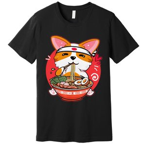 Funny Kawaii Corgi Ramen Cute Japanese Manga Anime Gift Dog Lovers Premium T-Shirt