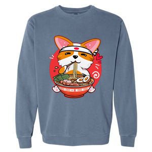 Funny Kawaii Corgi Ramen Cute Japanese Manga Anime Gift Dog Lovers Garment-Dyed Sweatshirt