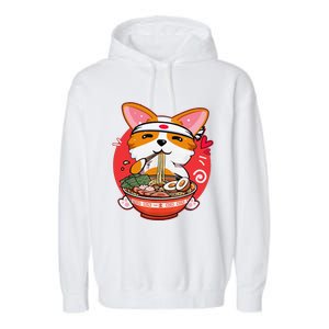 Funny Kawaii Corgi Ramen Cute Japanese Manga Anime Gift Dog Lovers Garment-Dyed Fleece Hoodie