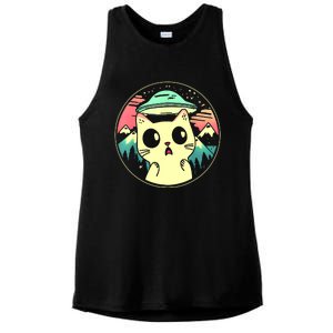 Funny Kawaii Cat Aliens And Ufo Ladies PosiCharge Tri-Blend Wicking Tank