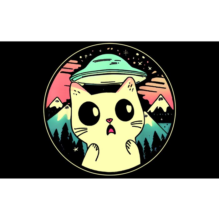 Funny Kawaii Cat Aliens And Ufo Bumper Sticker