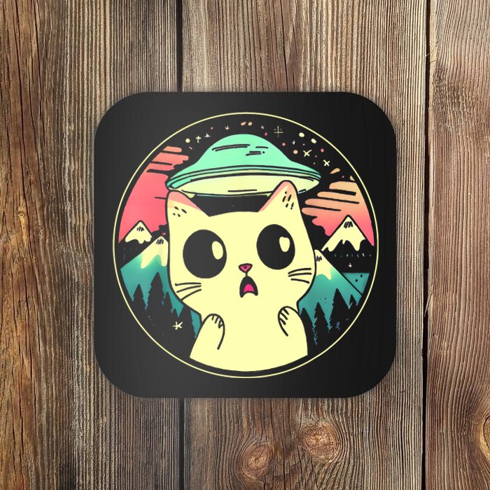 Funny Kawaii Cat Aliens And Ufo Coaster