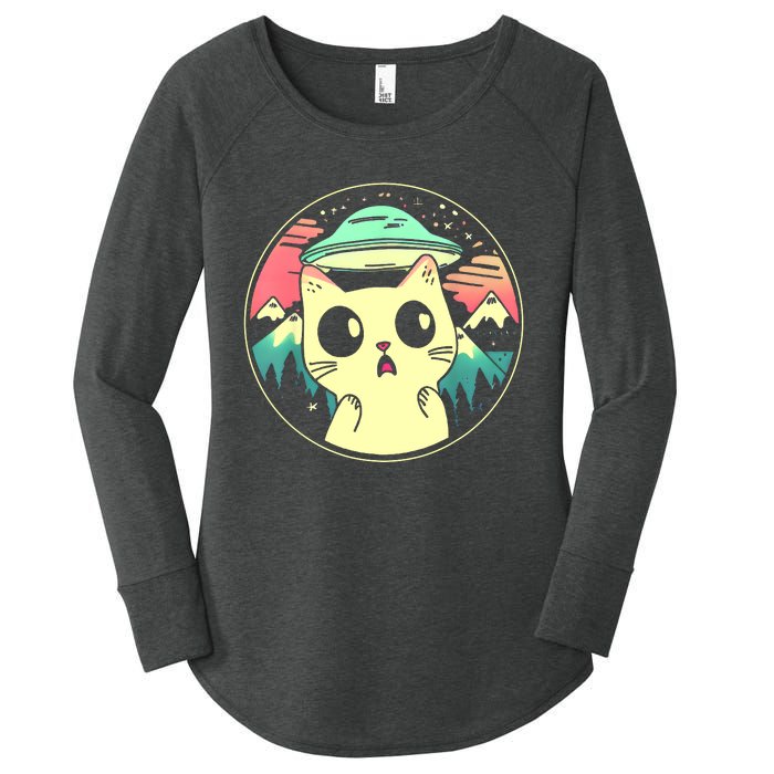 Funny Kawaii Cat Aliens And Ufo Women's Perfect Tri Tunic Long Sleeve Shirt