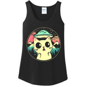 Funny Kawaii Cat Aliens And Ufo Ladies Essential Tank