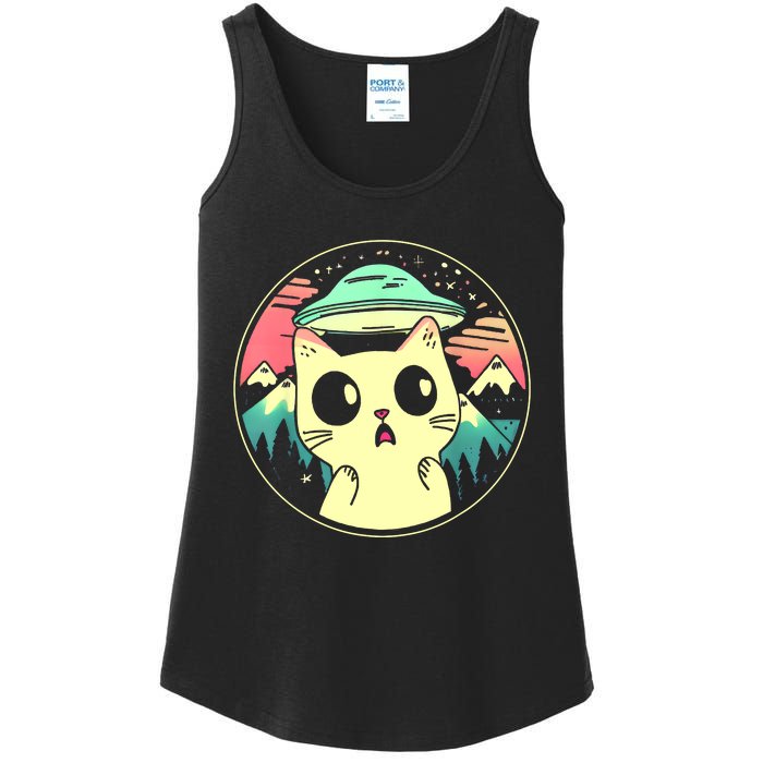 Funny Kawaii Cat Aliens And Ufo Ladies Essential Tank