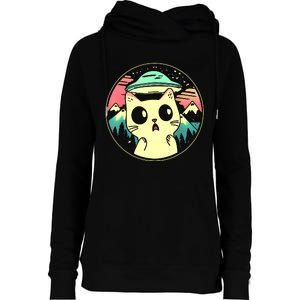 Funny Kawaii Cat Aliens And Ufo Womens Funnel Neck Pullover Hood