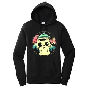 Funny Kawaii Cat Aliens And Ufo Women's Pullover Hoodie