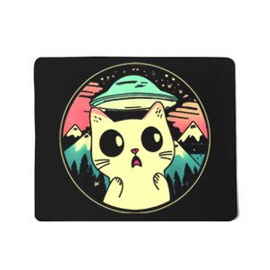 Funny Kawaii Cat Aliens And Ufo Mousepad