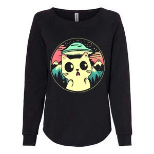 Funny Kawaii Cat Aliens And Ufo Womens California Wash Sweatshirt