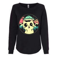 Funny Kawaii Cat Aliens And Ufo Womens California Wash Sweatshirt