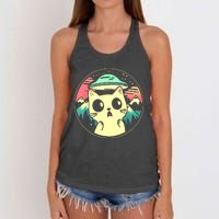 Funny Kawaii Cat Aliens And Ufo Women's Knotted Racerback Tank