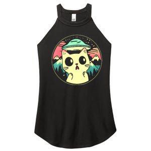 Funny Kawaii Cat Aliens And Ufo Women's Perfect Tri Rocker Tank