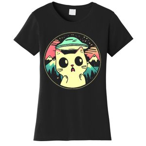 Funny Kawaii Cat Aliens And Ufo Women's T-Shirt