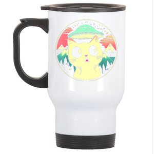 Funny Kawaii Cat Aliens And Ufo Stainless Steel Travel Mug