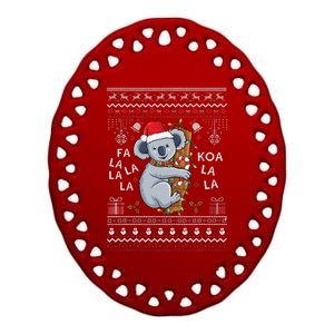 Falala Koalalala Cute Koala Bear Santa Christmas Koala Ceramic Oval Ornament