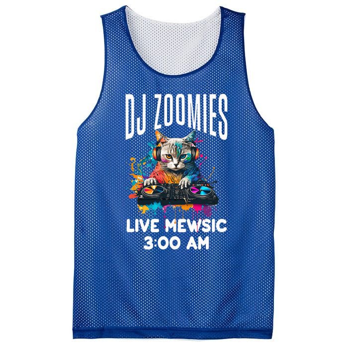 Funny Kitty Cat Lover Rainbow Funny DJ Music Zoomies Mesh Reversible Basketball Jersey Tank