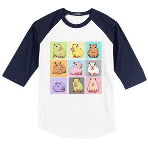 Funny Kawaii Capybara Cute Baseball Sleeve Shirt