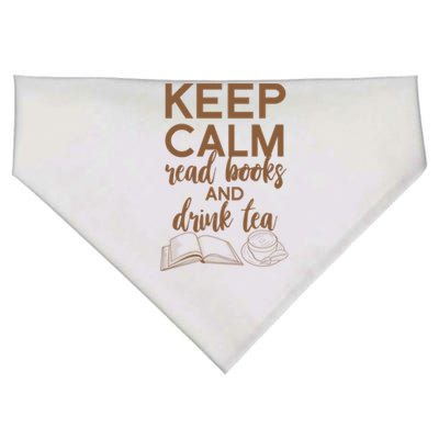 Funny Keep Calm Read Books And Tea Gift Gift USA-Made Doggie Bandana