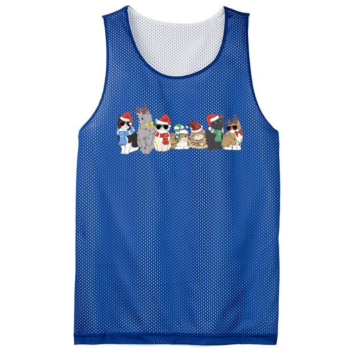 Funny Kittens Christmas Cute Gift Xmas Tree Lights Xmas Cat Gift Mesh Reversible Basketball Jersey Tank