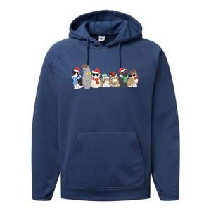 Funny Kittens Christmas Cute Gift Xmas Tree Lights Xmas Cat Gift Performance Fleece Hoodie