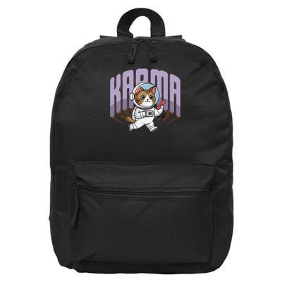 Funny Karma Cat Astronaut Space Adventure 16 in Basic Backpack