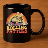 Fat Kitten Cat Rolling Fatties Cute Kitty Owner 11oz C Handle Ceramic Mug