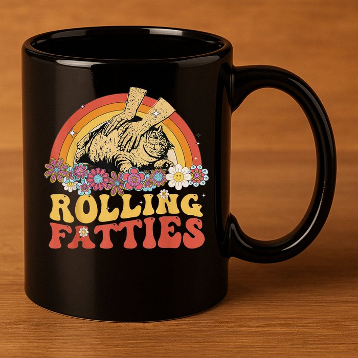 Fat Kitten Cat Rolling Fatties Cute Kitty Owner 11oz C Handle Ceramic Mug