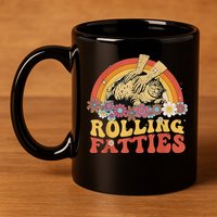 Fat Kitten Cat Rolling Fatties Cute Kitty Owner 11oz C Handle Ceramic Mug
