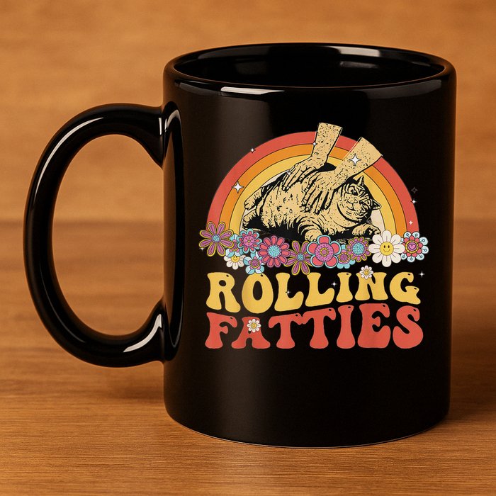 Fat Kitten Cat Rolling Fatties Cute Kitty Owner 11oz C Handle Ceramic Mug