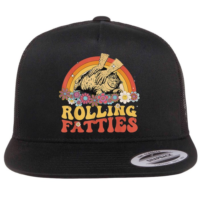 Fat Kitten Cat Rolling Fatties Cute Kitty Owner Flat Bill Trucker Hat