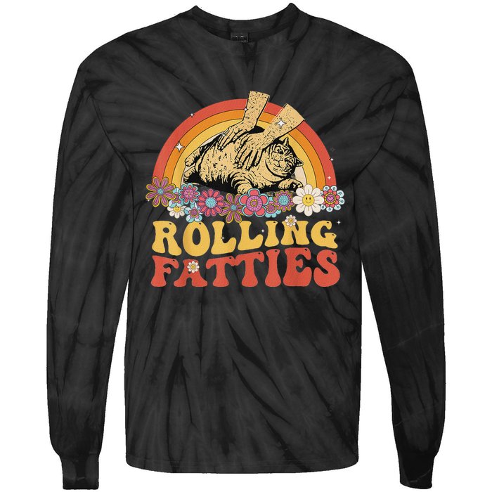 Fat Kitten Cat Rolling Fatties Cute Kitty Owner Tie-Dye Long Sleeve Shirt