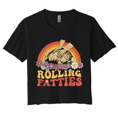 Fat Kitten Cat Rolling Fatties Cute Kitty Owner Women's Crop Top Tee