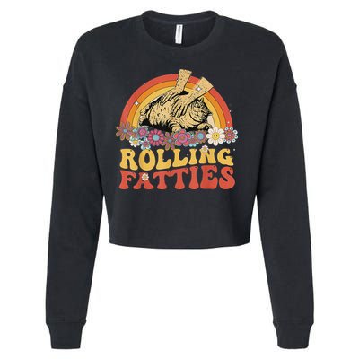 Fat Kitten Cat Rolling Fatties Cute Kitty Owner Cropped Pullover Crew