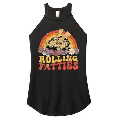 Fat Kitten Cat Rolling Fatties Cute Kitty Owner Women's Perfect Tri Rocker Tank