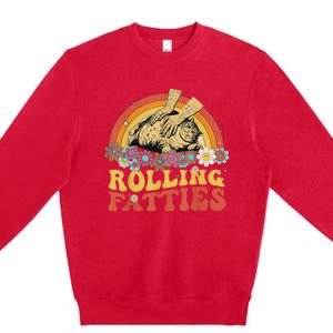 Fat Kitten Cat Rolling Fatties Cute Kitty Owner Premium Crewneck Sweatshirt