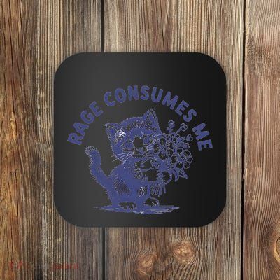 Funny Kitten Cat Meme Cute Cat Rage Consumes Me Coaster