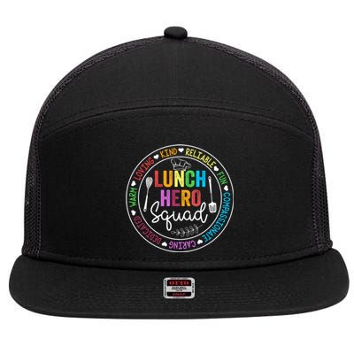 Funny Kind Caring Lunch Lady Outffit School Lunch Hero Squad Great Gift 7 Panel Mesh Trucker Snapback Hat