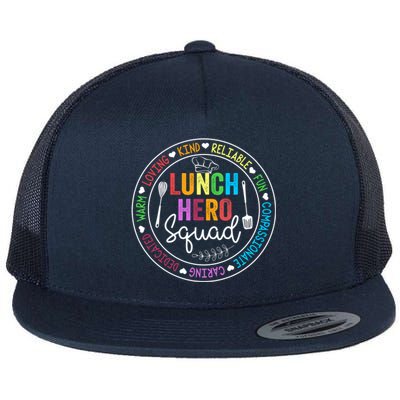 Funny Kind Caring Lunch Lady Outffit School Lunch Hero Squad Great Gift Flat Bill Trucker Hat