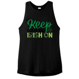 Funny Keep Calm And Irish On St Patricks Day Ladies PosiCharge Tri-Blend Wicking Tank