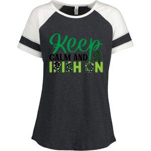 Funny Keep Calm And Irish On St Patricks Day Enza Ladies Jersey Colorblock Tee