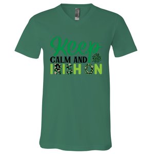 Funny Keep Calm And Irish On St Patricks Day V-Neck T-Shirt