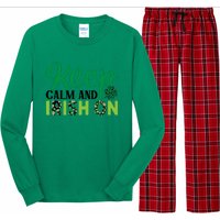 Funny Keep Calm And Irish On St Patricks Day Long Sleeve Pajama Set