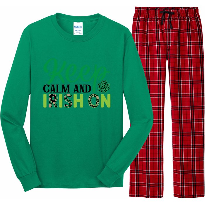 Funny Keep Calm And Irish On St Patricks Day Long Sleeve Pajama Set