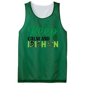 Funny Keep Calm And Irish On St Patricks Day Mesh Reversible Basketball Jersey Tank