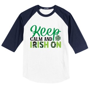 Funny Keep Calm And Irish On St Patricks Day Baseball Sleeve Shirt