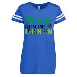 Funny Keep Calm And Irish On St Patricks Day Enza Ladies Jersey Football T-Shirt