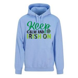 Funny Keep Calm And Irish On St Patricks Day Unisex Surf Hoodie